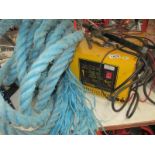 A large 15 amp battery charger and a heavy duty tow rope.