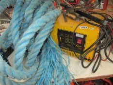 A large 15 amp battery charger and a heavy duty tow rope.