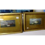 A pair of framed and glazed watercolours of sheep signed A Bert (1 glass a/f).