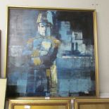 An original abstract oil on canvas naval officer in full dress, signed Rutter, image 84 x 85 cm.