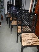 A set of 6 deck/salon chairs with cane seats (Label attached to 4 chairs 'Christer Salen',