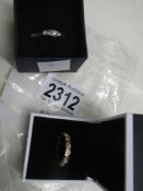 Two 9ct gold band rings, stone set, one dated London 1962 the other dated Birmingham 1973.