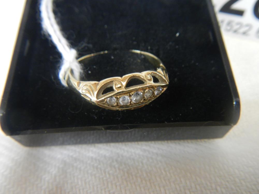 A 5 stone cushion set yellow gold ring. - Image 2 of 2