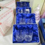 4 boxed pairs of lead crystal glasses.