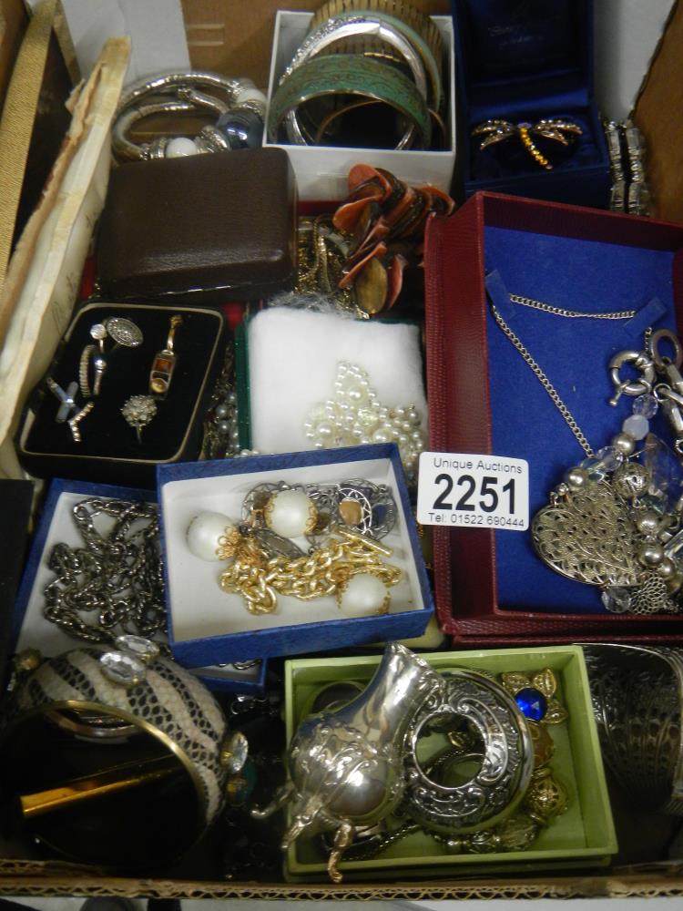 A large tray of excellent costume jewellery including silver and rings