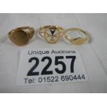 3 gold rings (1 a/f) total weight 4 grams.