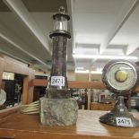 A 1930's Cornish serpentine lighthouse table lamp.