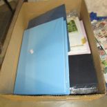 A box of stamp albums, stamps etc.