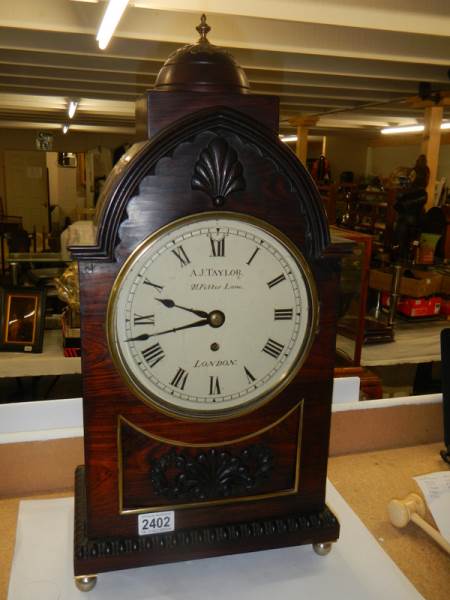 A mid to late 19th century single fusee bracket clock, maker A. J. Taylor, 21, Fetter Lane, London.