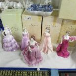 5 boxed coalport figurines including Bolero, Jaqueline, Anthea etc.