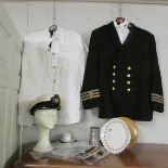 A collection of Merchant Navy and Royal Mail line memorabilia including chief engineer undress