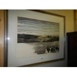 A good old landscape print of moorland with cattle.