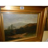 A gilt framed and glazed oil on canvas landscape signed A. J. Redfern, image 38 x 30 cm.