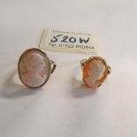 2 9ct gold cameo rings, sizes K and N.