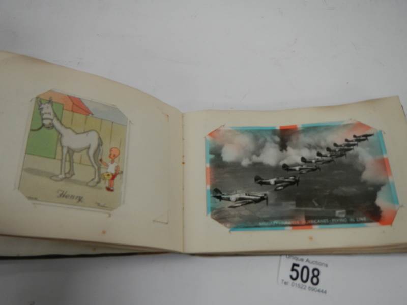 An old autograph book containing aircraft pictures and Kensitas cigarette cards, - Image 8 of 15