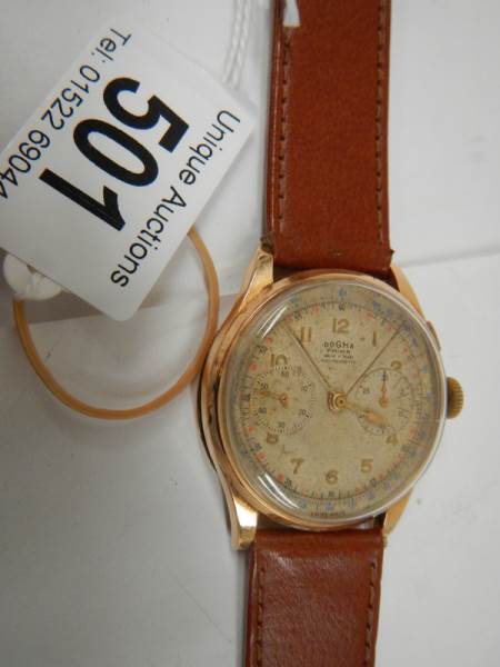 A fine Dogma Prima wrist watch with 18ct gold back and calf strap, in full working order. - Image 2 of 11