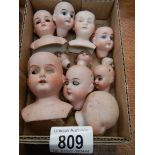 10 Victorian porcelain dolls heads including French and German (see images).