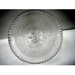 A late 19th century Henry Greener Flint pressed glass bowl commemorating Freidrich Wilhelm 1870.