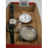 An old silver watch (case needs work but in working order) and a ladies wrist watch.