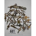 A large lot of late 19th / early 20th century pocket watch keys (approximately 37).