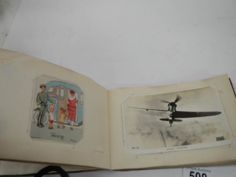An old autograph book containing aircraft pictures and Kensitas cigarette cards, - Image 5 of 15