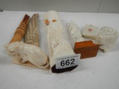 A mixed lot of old bone items.