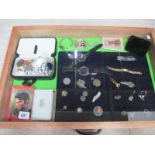 A display case containing assorted watches and jewellery etc., (this lot is buyer collect only).