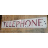 An old perspex telephone sign, 25" x 4".