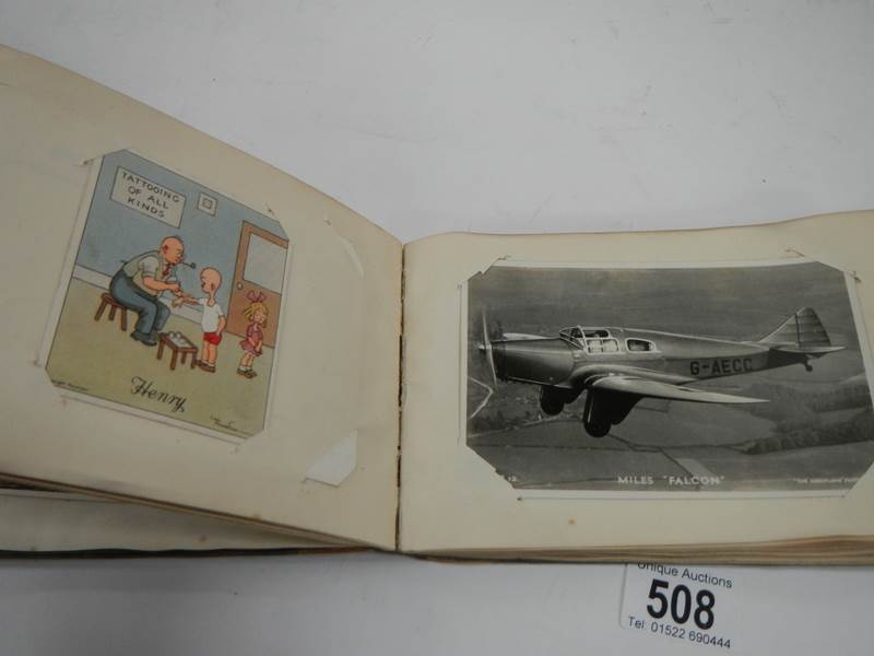 An old autograph book containing aircraft pictures and Kensitas cigarette cards, - Image 12 of 15