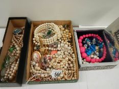 2 trays of costume jewellery, all good items including silvered box.