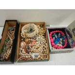 2 trays of costume jewellery, all good items including silvered box.