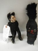 A rare mohair straw filled Felix the cat (rare size) and one other (need tidying up and repair).