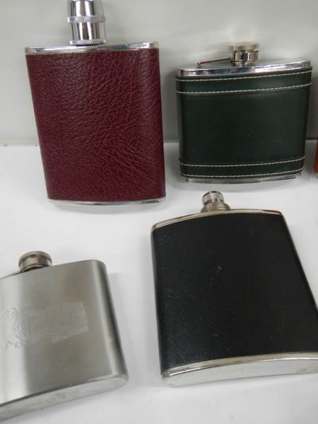 9 20th century hip flasks (6 leather coloured, - Bild 3 aus 4