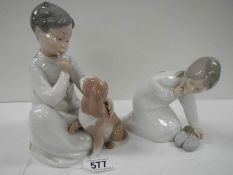 2 Lladro figurines, 7.75" and 5.5" tall.