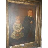 An antique painting of children. ****Condition report**** Picture size; 39.5cm x 54.