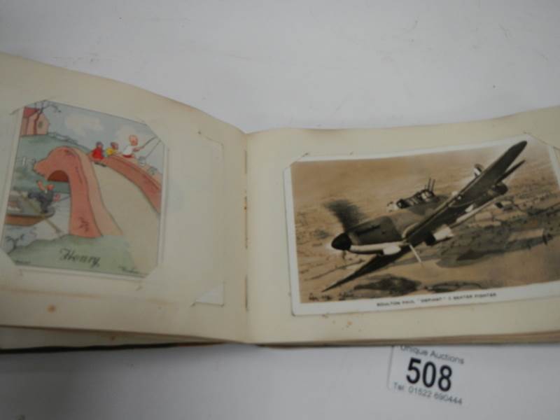 An old autograph book containing aircraft pictures and Kensitas cigarette cards, - Image 7 of 15