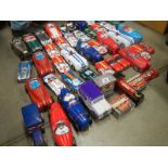 2 boxes of biscuit and sweet vehicle tins including buses and cars.