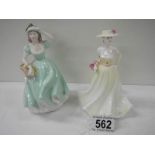 2 Coalport figurines, Pamela and Kerry, 5.5" tall.