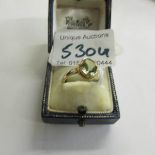 A 9ct gold ring set aquamarine, size Q.