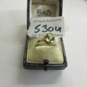 A 9ct gold ring set aquamarine, size Q.