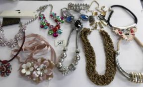 10 various design costume necklaces.