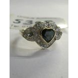 A heart shaped yellow gold diamond and amethyst ring, size N.