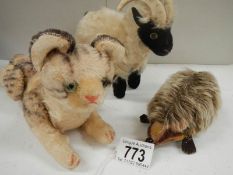 A Staffordshire hedgehog, goat and cat,.