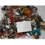 A very large collection of unsorted costume jewellery. (crate not included).