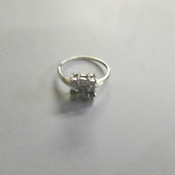 An 18ct baguette and brilliant white gold ring, size I. - Image 2 of 2