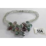 A lovely double row multi coloured crystal necklace.
