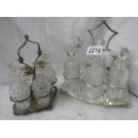 A Victorian 6 bottles cruet with one odd bottle, a Victorian 4 bottle cruet.