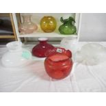 8 glass oil lamp shades.