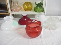 8 glass oil lamp shades.