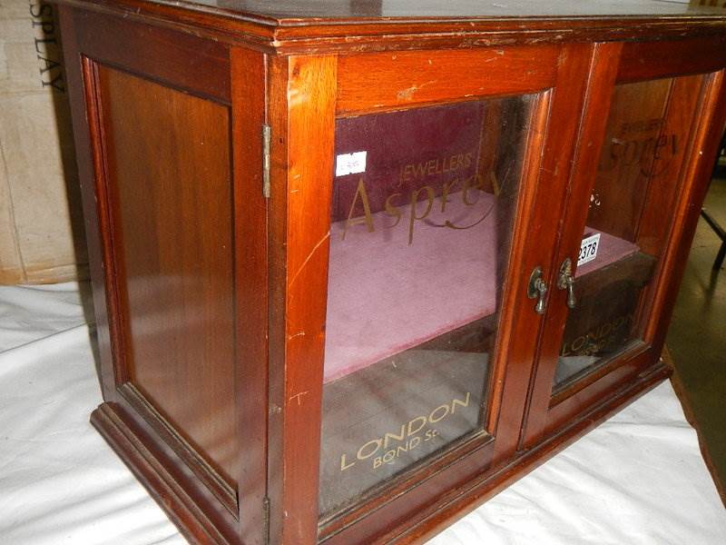 A mahogany jewellery cabinet signed for Asprey's. - Image 3 of 5
